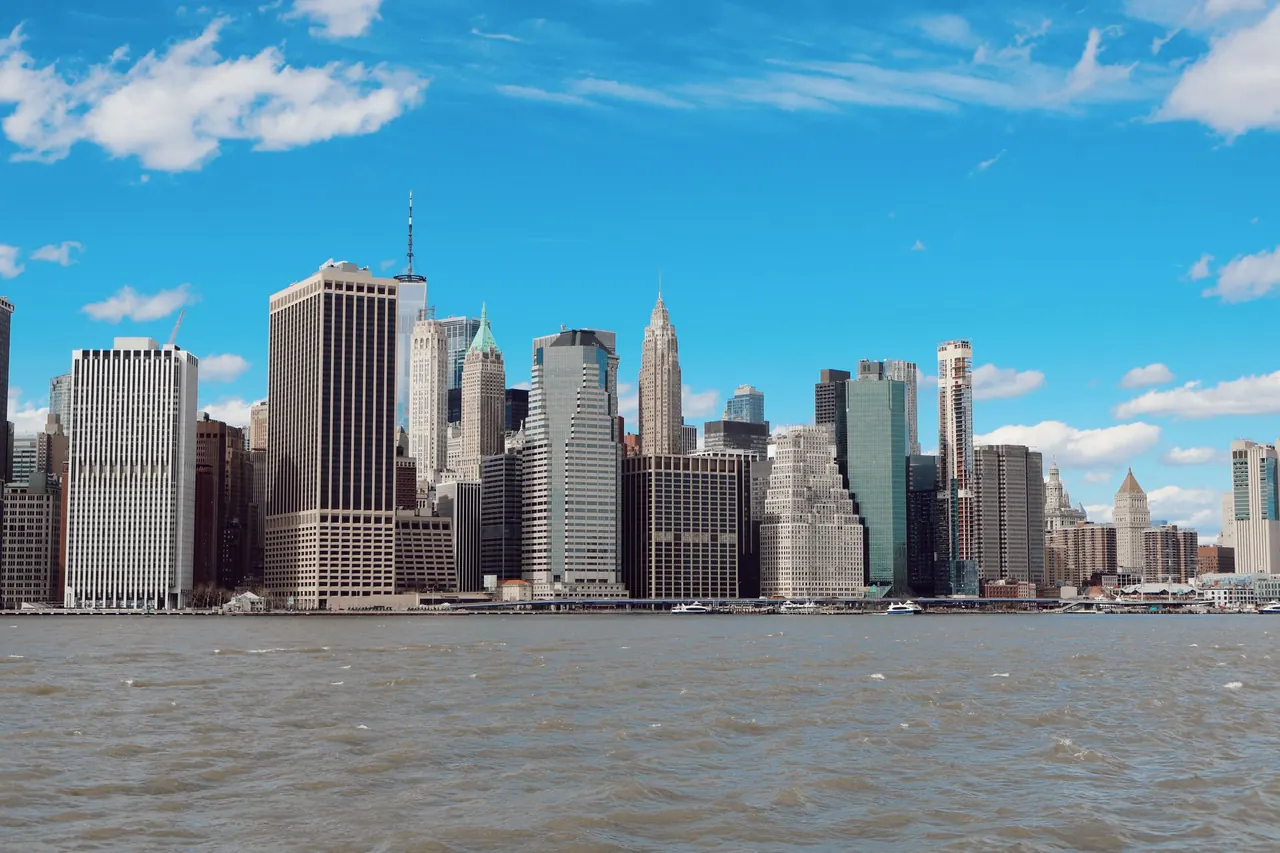 Stunning view of New York City's skyline showcasing its iconic skyscrapers under a clear blue sky.